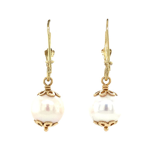 Gold earrings with pearl 14 crt