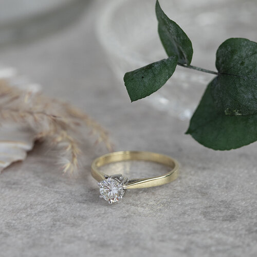 Gouden solitair ring met diamant 0.60ct. 14 krt *nieuw