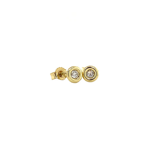 Gold solitaire stud earrings with diamond 14 crt