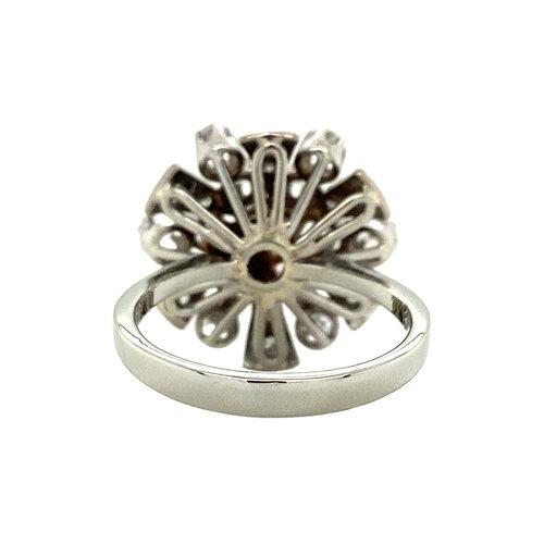 Witgouden entourage ring met diamant 14 krt