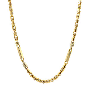 Gold-Fantasie-Halskette, zweifarbig, 61 cm, 14 Karat