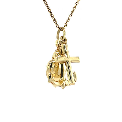 Gold pendant faith, hope and love 14 crt