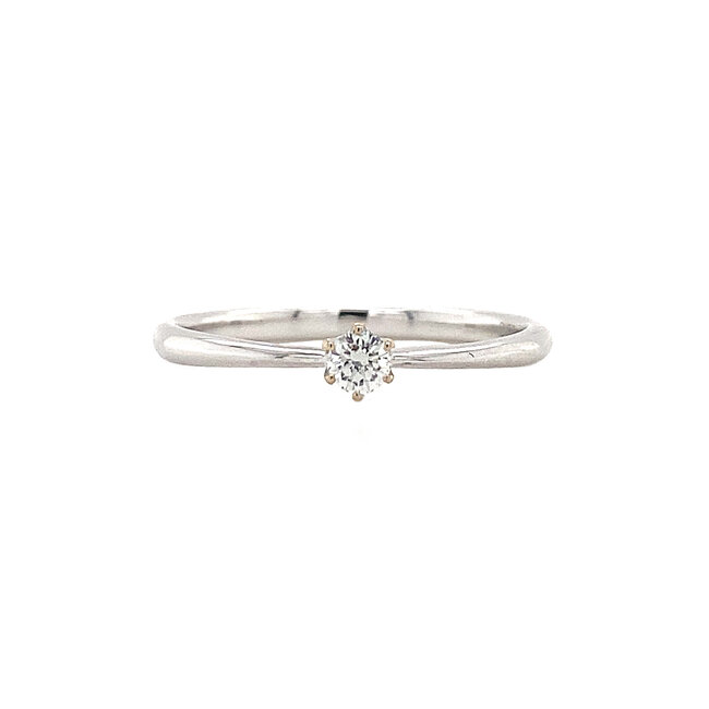 Witgouden solitair ring met diamant 14 krt* nieuw