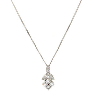 White gold necklace with diamond pendant 14 crt
