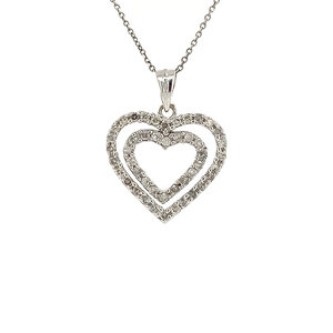 White gold heart pendant with diamond 18 crt