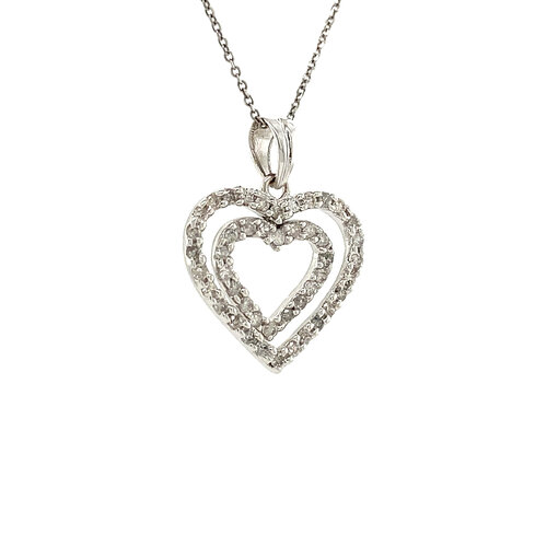 White gold heart pendant with diamond 18 crt