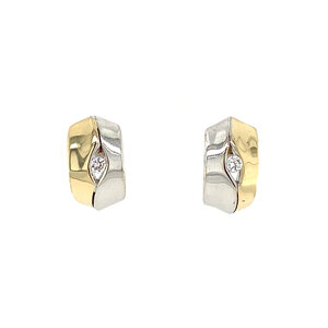 Gold half hoop earrings with zirconia 14 crt