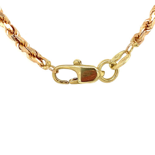 Dreifarbige Halskette aus Goldkordel, 50 cm, 14 Karat