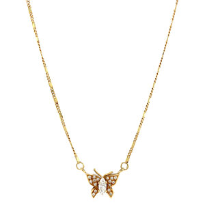 Gold necklace with butterfly pendant 14 crt