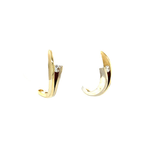 Gold stud earrings with diamond R&C 14 kt