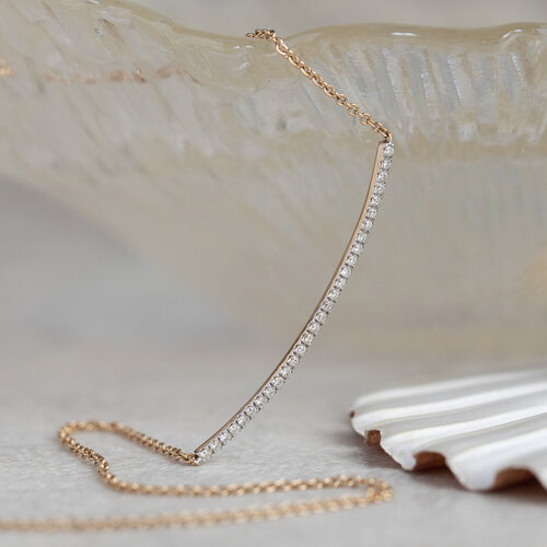 Roségold-Halsband mit Diamant von Gassan aus 14 kt