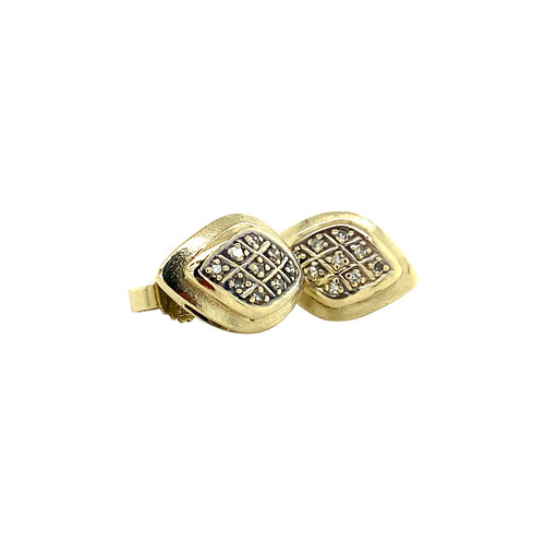 Gold stud earrings with diamond 14 crt