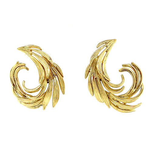 Gold garland stud earrings 14 crt
