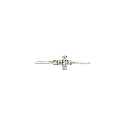 White gold ring with cross 14 crt