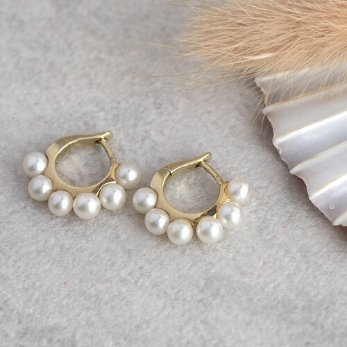 Gold earrings with pearl 14 crt