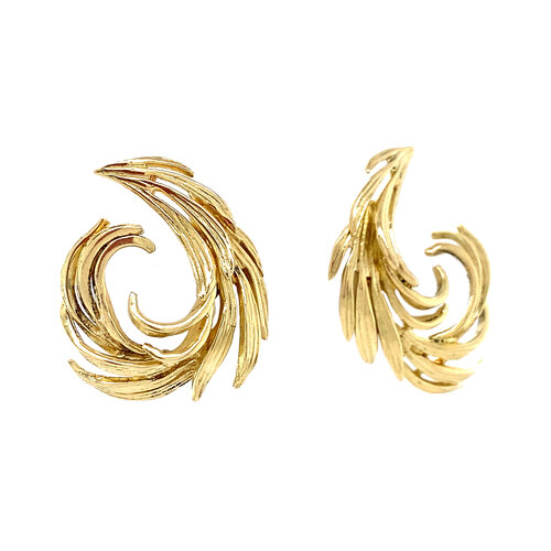 Gold garland stud earrings 14 crt