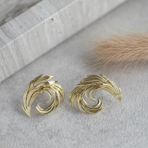 Gold garland stud earrings 14 crt