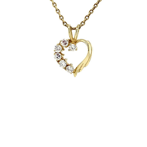 Gold heart pendant with zirconia 14 crt