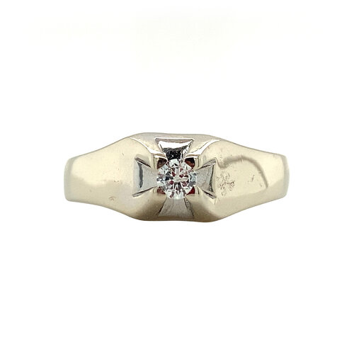 Witgouden ring met diamant 14 krt