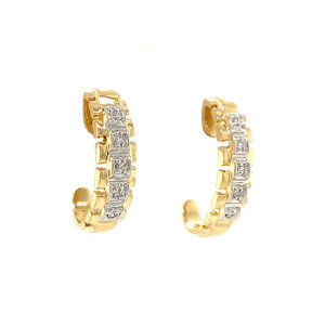 Gold half hoop earrings with diamond 14 crt