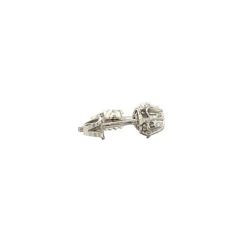 White gold solitaire stud earrings 14 kt