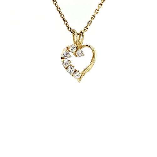 Gold heart pendant with zirconia 14 crt