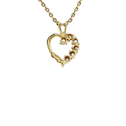 Gold heart pendant with zirconia 14 crt