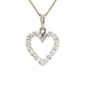 White gold heart pendant with diamond 18 crt