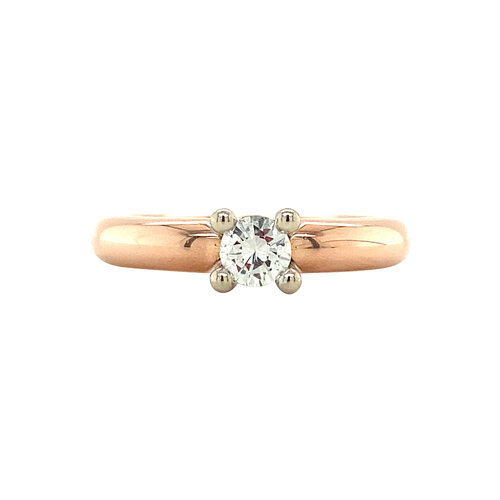 Rose gold solitaire ring with diamond 14 crt