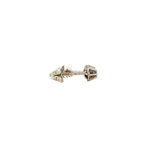 White gold solitaire stud earrings with 14 kt diamond