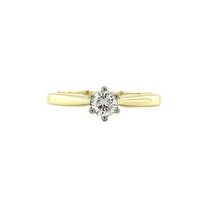 Gouden solitair ring met diamant 14 krt