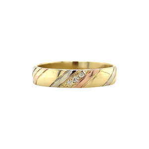 Tricolor gold ring with diamond 14 crt