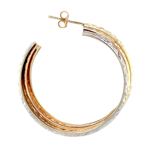 Tricolor gold half hoop earrings 14 crt