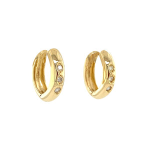 Gold hoop earrings with diamond 14 crt