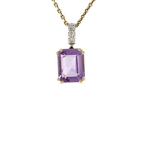 Gold pendant with diamond and amethyst Zinzi gold 14 crt