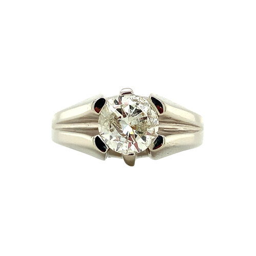 Witgouden ring met diamant 14 krt