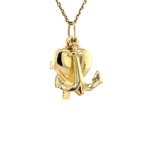 Gold faith, hope and love pendant 14 crt