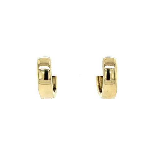 Gold folding hoop earrings with zirconia 14 crt