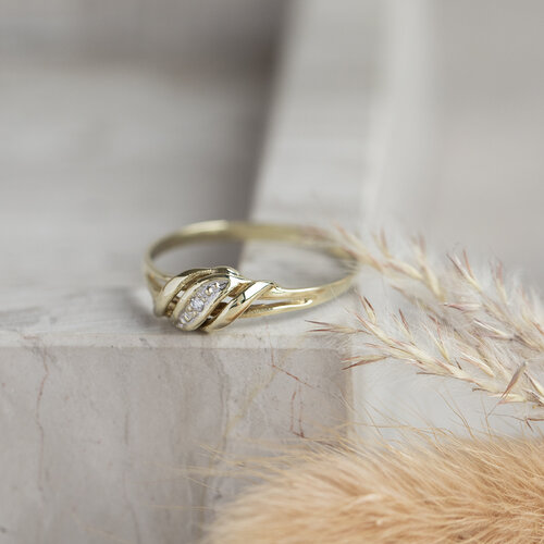 Gouden fantasie ring met zirkonia 14 krt