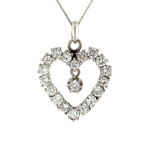 White gold heart pendant with diamond 14 crt