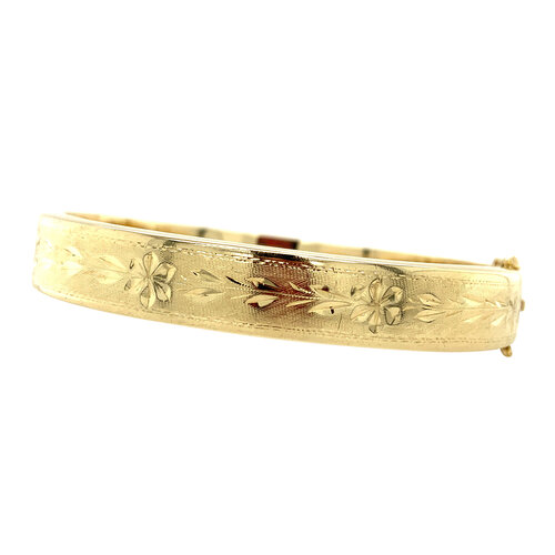 Gold bangle with engraving 14 crt