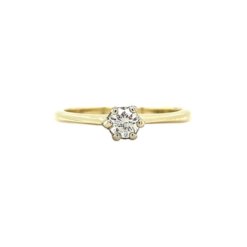 Gold solitaire ring with diamond 14 crt