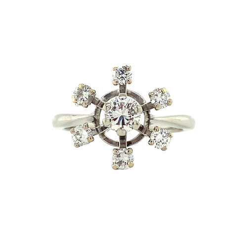 Witgouden entourage ring met diamant 14 krt