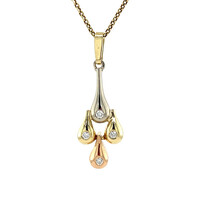 Tricolor gold pendant with diamond 14 crt