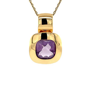 Goldclip-Anhänger mit Amethyst 18 Karat