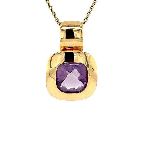 Gold clip pendant with amethyst 18 crt