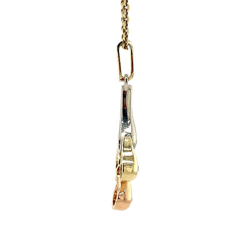 Tricolor gold pendant with diamond 14 crt