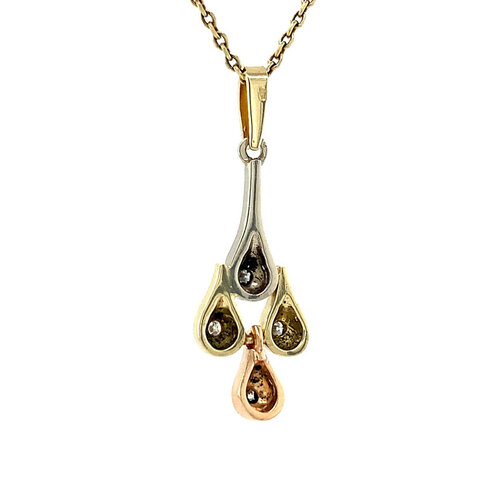 Tricolor gold pendant with diamond 14 crt