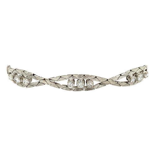 Witgouden armband met diamant 14 krt