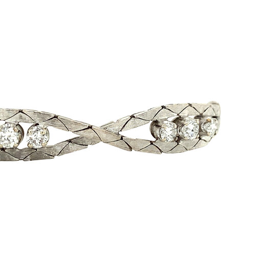 Witgouden armband met diamant 14 krt